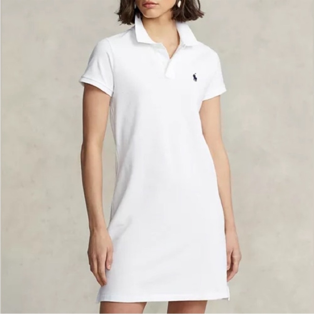 NEW Ralph Lauren Polo Cotton Mesh Short Sleeve Dress White Size Large